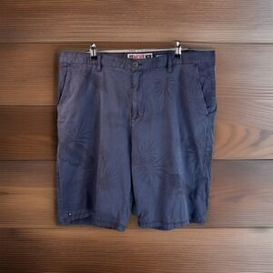 Nice MICROS Tailored Fit Size 38 Shorts With Pockets Cotton Gray with Leaf Print